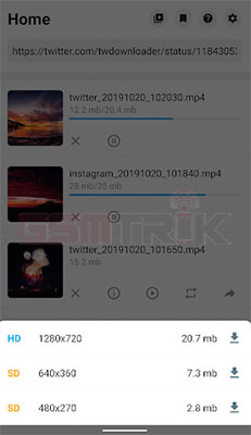 Cara Save Video di Twitter Android