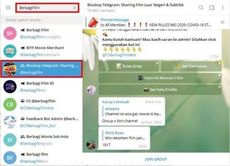 Nonton Film di Telegram PC