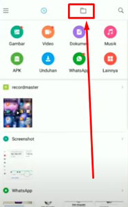 5 Pada menu utama File Manager pilih icon folder yang berada dibagian atas atau sebelah kiri icon pencarian