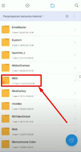 6 Nantinya sobat akan melihat beberapa folder lalu scrool ke bagian bawah sampai menemukan folder MIUI.