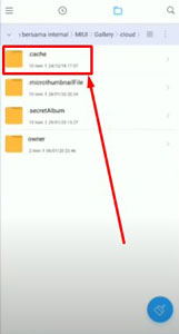 9 Kemudian pilih folder Cache