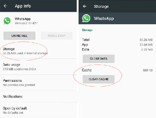 Membersihkan Cache WhatsApp