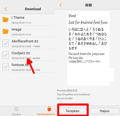 Mengganti Font Vivo .itz