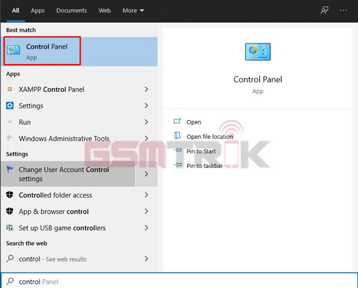 Klik Start Pilih Control Panel