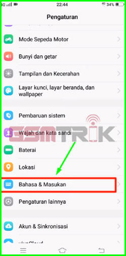 2 Pilih Menu Bahasa dan Masukan