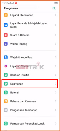 2 Pilih Menu Keamanan