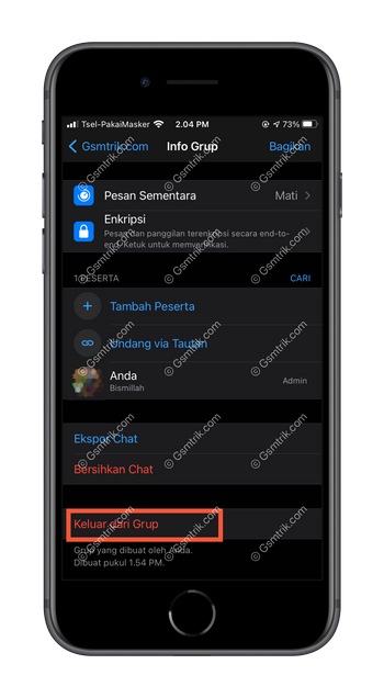 6 Pilih Keluar dari Grup