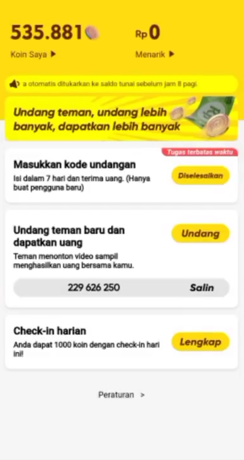 Koin Snack Video Tidak Bertambah Karena Double Login