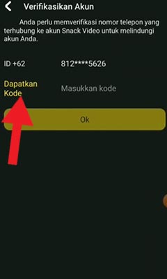 Nomor HP di Snack Video