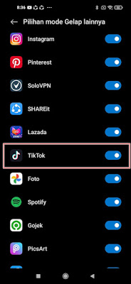 tiktok dark mode android 10