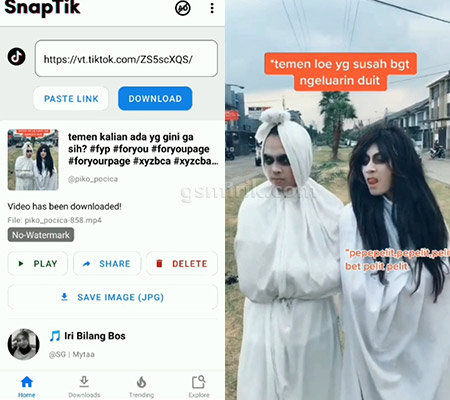 Cara download Menggunakan Aplikasi SnapTik