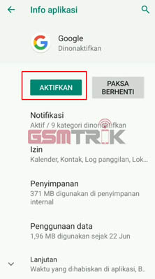 aktifkan kembali