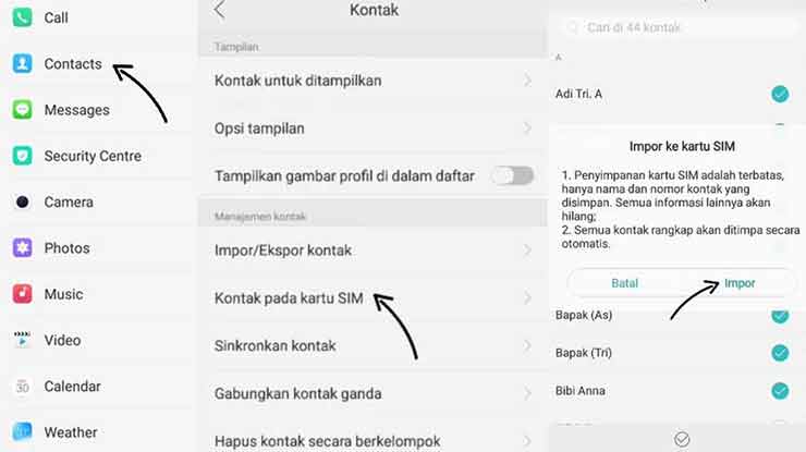 Cara Menyalin Kontak ke Kartu SIM HP Oppo