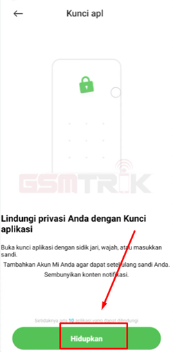 5 . Klik Hidupkan Kunci