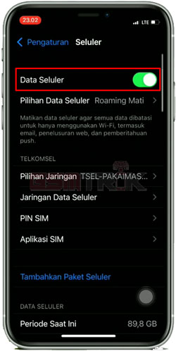 3 Pastikan Data Seluler Sudah Aktif