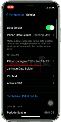 4 Pilih Jaringan Data Seluler