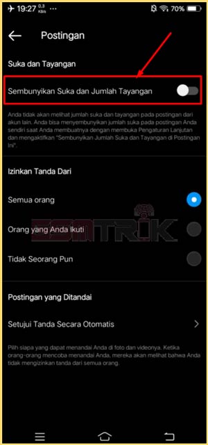 6 Aktifkan Sembunyikan Like Tayangan Android