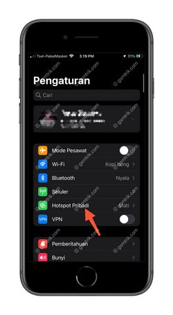 Masuk Hotspot Pribadi