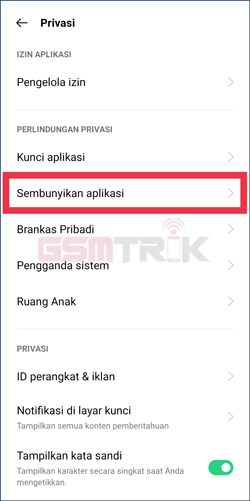 1 Pilih Sembunyikan Aplikasi