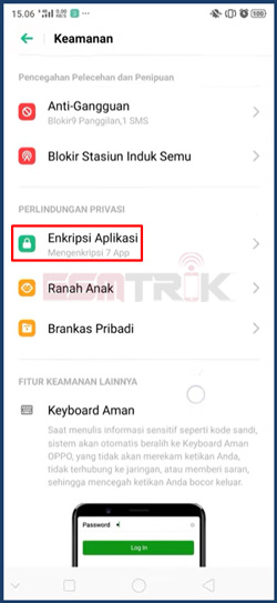 3 Pilih Enkripsi Aplikasi