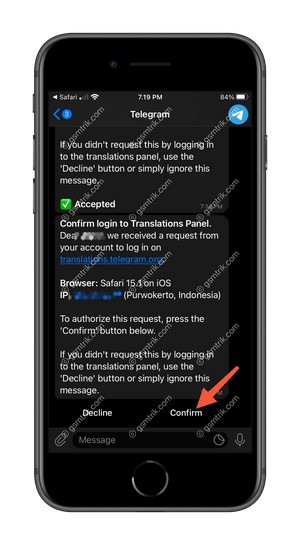 4. Login Konfirmasi Telegram