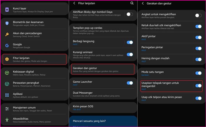 Screenshot Menggunakan Gesture Telapak Tangan