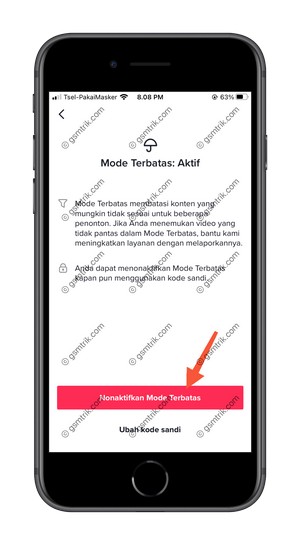 pilih menu nonaktifkan mode terbatas