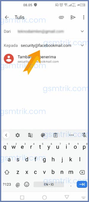 Ketik Alamat Email Tujuan