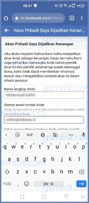 Masukkan Nama Email