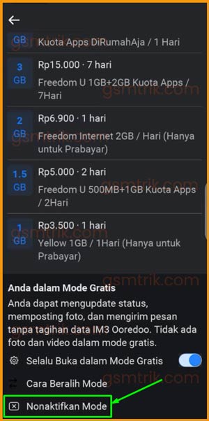 4 Nonaktifkan Mode Gratis
