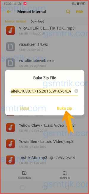 Pilih Buka ZIP