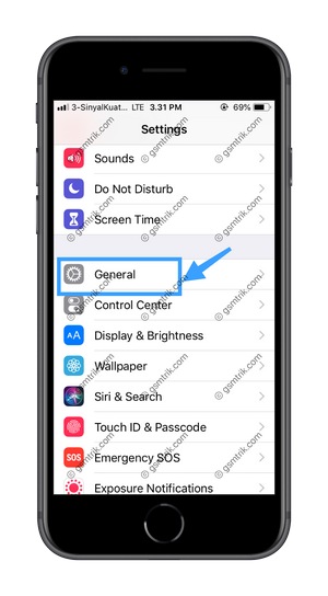 Pilih General iOS 12