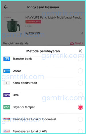 Pilih Metode Pembayaran Digunakan