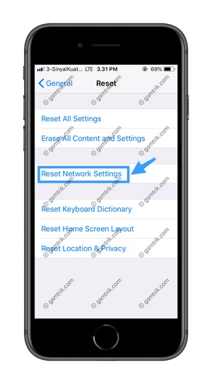 Pilih Reset Network iOS 12