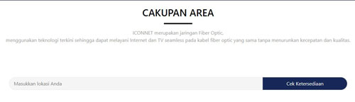 2. Scroll kebagian bawah di website Iconnet sampai menemukan tulisan Cakupan Area