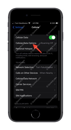 Pilih Cellular Data Options