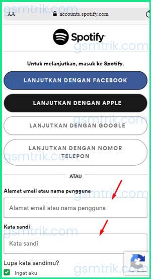 Masukkan Alamat Email Password