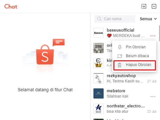 Chat Shopee