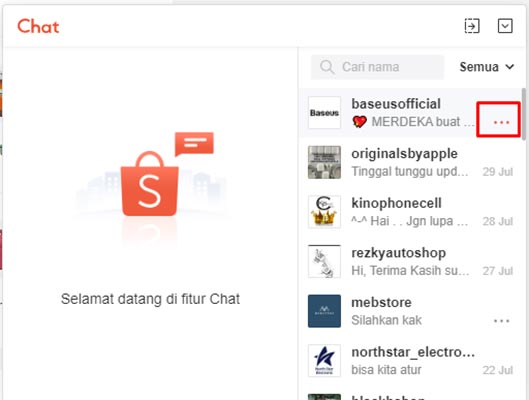 Chat di Shopee