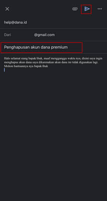 menghapus akun Dana Premium