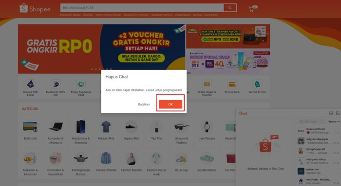 menghapus pesanan shopee yang sudah terkirim