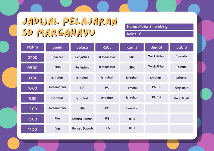 Cara buat Jadwal Pelajaran di Canva