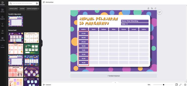 canva jadwal pelajaran