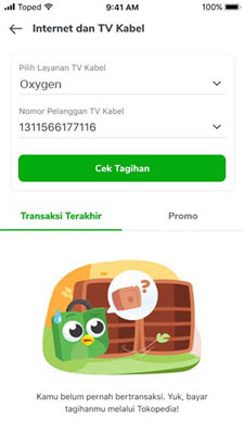 Tagihan Internet Oxygen Lewat Tokopedia