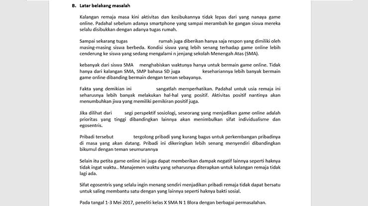 menghilangkan spasi berlebih di Word