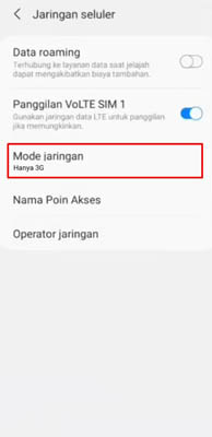 kode jaringan 4g samsung