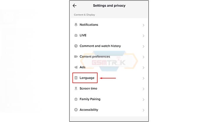 Pilih Menu Bahasa di TikTok