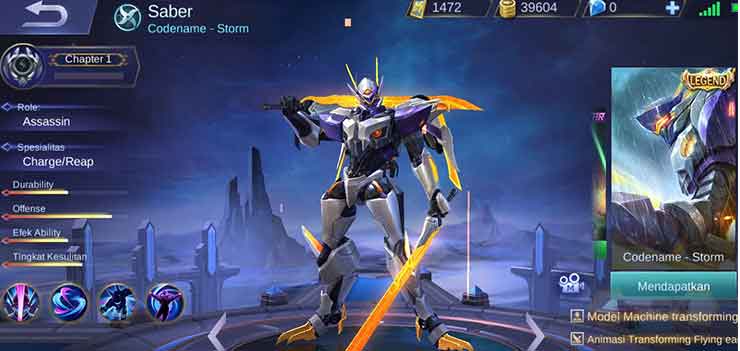 Skin Saber Codename Storm