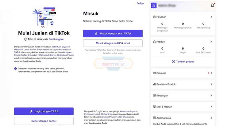 Login Lewat Aplikasi TikTok Seller Center