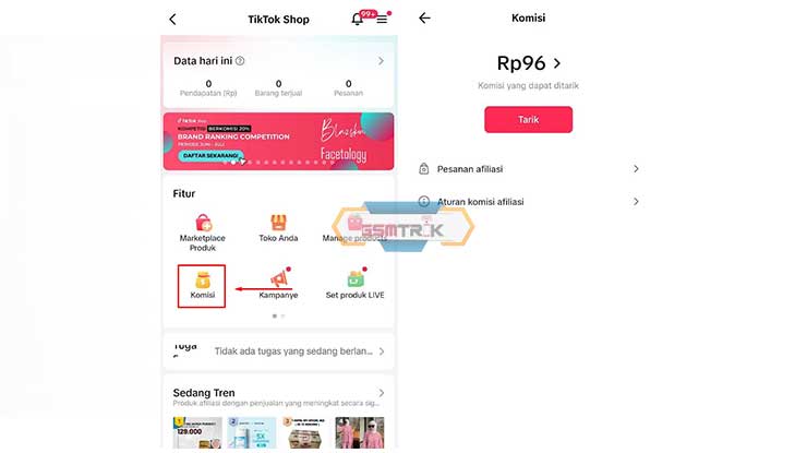 Melihat Total Pendapatan Komisi TikTok Affiliate